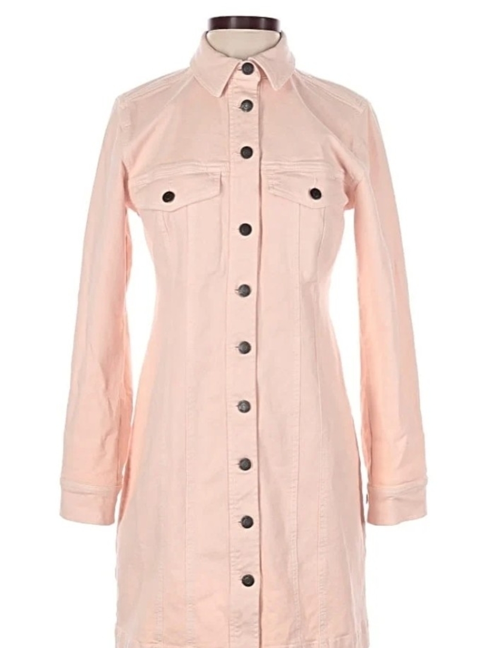 LOFT Light Pink Button-Up Denim Jacket Dress